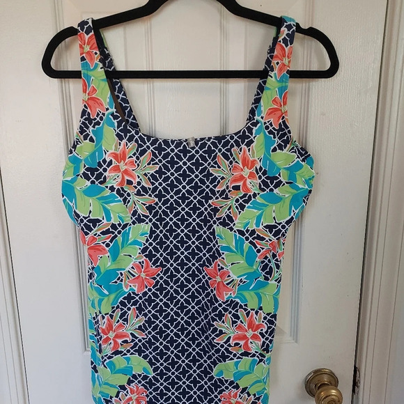 Lane Ends Square Neck Underwire Tankini Top Swimsuit Adjustable Straps Size 14L - Picture 3 of 11